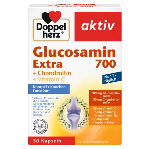 Abbildung der Produktverpackung Doppelherz aktiv Glucosamin 700 EXTRA Frontansicht